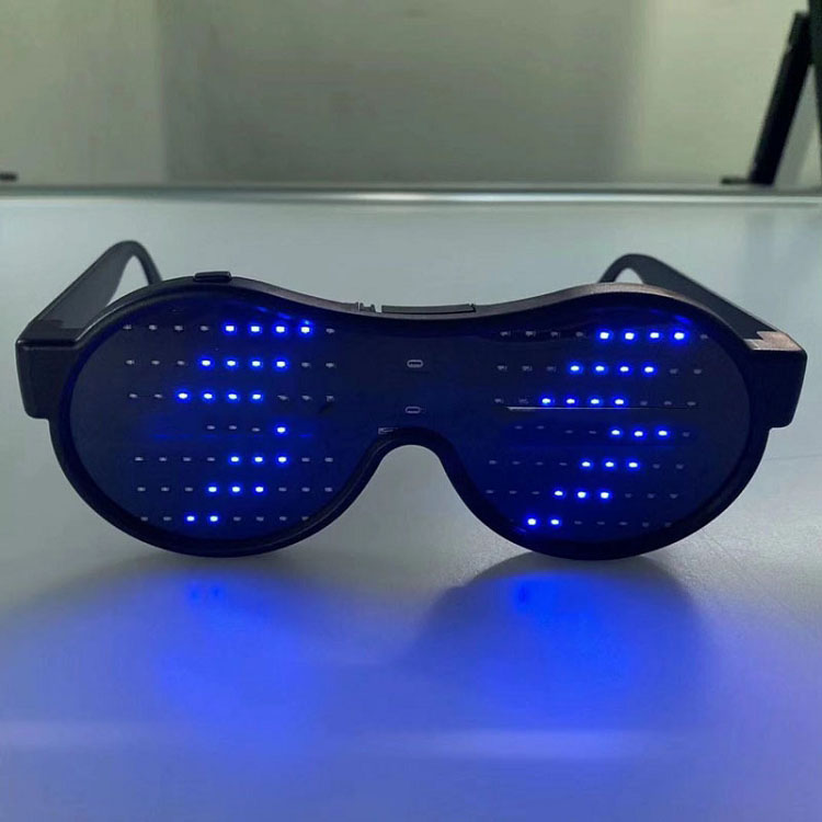 2020 New LED luminous glasses dynamic 16 modes button battery bar disco glasses support customization